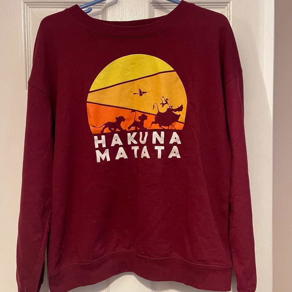 Size large Disney lion king sweatershirt, red In color.